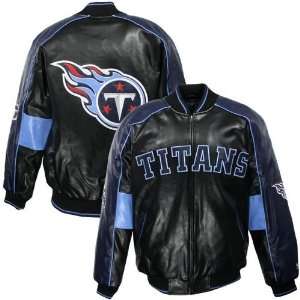 Tennessee Titans Black Varsity Faux Leather Jacket  Sports 