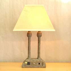 Twin Media Aged Brown Table Lamp  