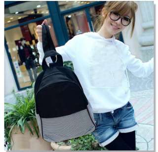 Womens Fashion Stripes Canvas Backpack Handbag Purse A218  