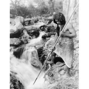  Curtis 1923 Photograph of Watching For Salmon   Hupa 