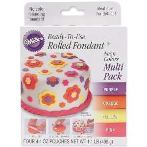  Ready To Use Rolled Fondant 4.4 Ounces 4/Pkg Neon Toys 