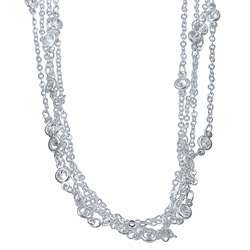   Collection Silvertone Metal Cubic Zirconia 100 inch Endless Necklace