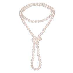   White Akoya Pearl Endless 36 inch Necklace (7 7.5 mm)  