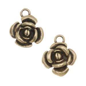    Antiqued Brass Tiny Flower Charms 12.5mm (2) Arts, Crafts & Sewing