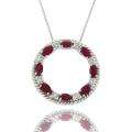 Sterling Silver Ruby and Diamond Accent Circle Necklace MSRP 