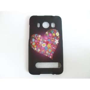  HTC Evo 4G Rubberized Design Cover   Flowery Heart Hard 