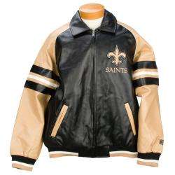 Mens New Orleans Saints Pleather Varsity Jacket  