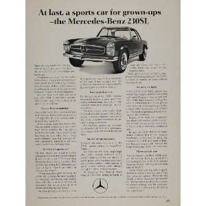  1966 Print Ad Mercedes Benz 230 SL Grown ups Sports Car 