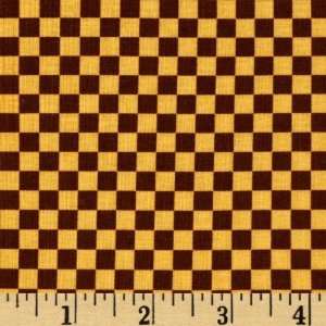  Kitchen Checks Yellow/Brown Fabric By The Yard Arts, Crafts & Sewing