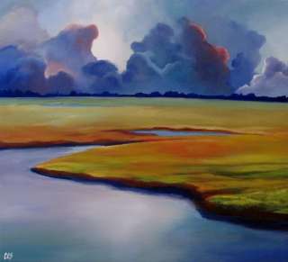   Painting by CES  Marsh Cloudscape SKY Canvas STORM Art EBSQ  