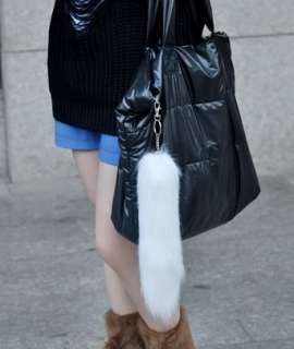 14 Fashion White Fox Fur Tail Keychain Tassel Bag Tag Charm So 