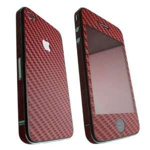  Carbon Look Skin Sticker Case for Apple iPhone 4   Red 
