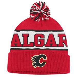  Calgary Flames Wraparound Cuffed Pom Knit Hat Sports 