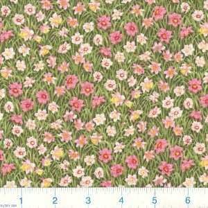  45 Wide Springtime Flowers Pink Fabric By The Yard Arts 