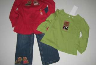  Toddler Girl Size 3T Pups and Kisses Outfit Jeans & Two Shirts NEW
