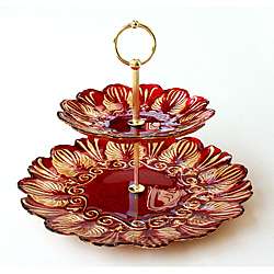 Arda Simena Red/Gold Two Tier Plate  