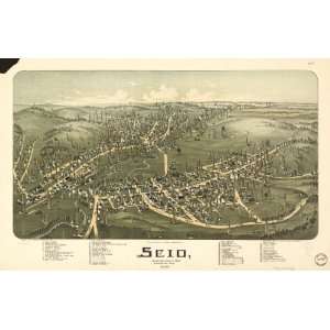  Historic Panoramic Map Scio, Harrison County, Ohio. Drawn 