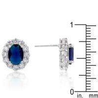 Princess Diana Wedding Oval Simulated Sapphire Earrings  