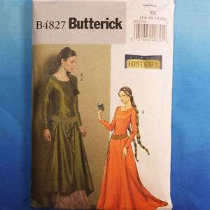 Butterick Costume 4827 Medieval Dress Pattern 14 20 NEW  