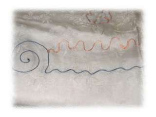 Vintage Silk Floral Damask Embroidered Linen/Tablecloth  
