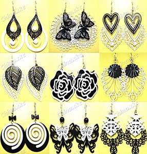   jewelry lots 24pairs Mix style Black & White Fashion earrings Hot sell