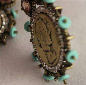   Crystal EARRINGS VINTAGE BELLYDANCE Turquoise Festival Chic  