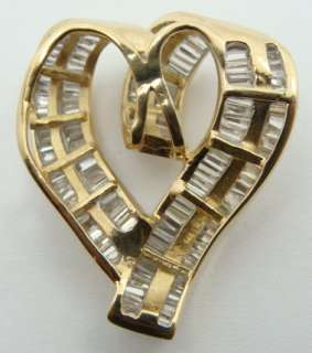Ladies 14K Gold 5 Carat Diamond HEART Pendant Omega  