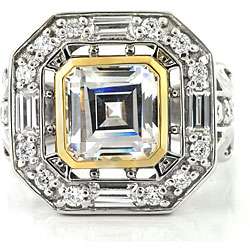 Michael Valitutti Palladium/ Silver/ 14k Gold Cubic Zirconia Ring 