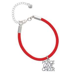   , Love, Cheer Charm on a Scarlett Red Malibu Charm Bracelet Jewelry