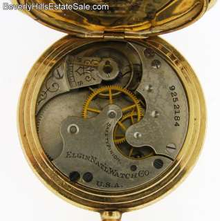 Elgin Hunting Case Multi Gold Applied Pocket Watch  