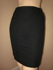 BEBE RUFFLED FRONT BLACK STRETCH DESIGN PENCIL SKIRT SIZE 0 XS  