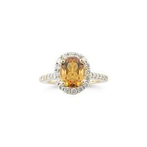  0.87 Ct Diamond & 2.20 Cts Citrine Ring in 14K Yellow Gold 