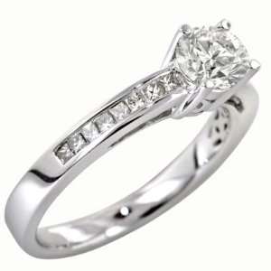  0.77 ct Round Diamond Engagement Ring in 18k White Gold 