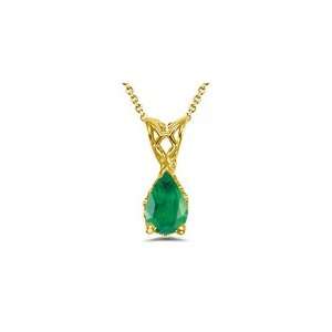  0.64 Cts Emerald Scroll Pendant in 18K Yellow Gold 