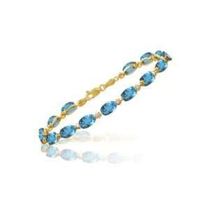  0.03 Cts Diamond & 12.15 Cts Swiss Blue Topaz Bracelet in 