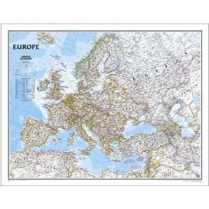  National Geographic Europe Political Mounted Map, Enlarged   Black 