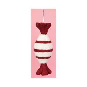   Red and White Beaded Candy Twist Christmas Ornament 