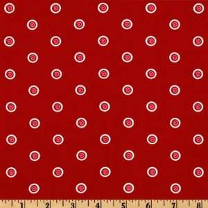  44 Wide Daisy Dance Red/ Tossed Spiral Dots Fabric By 
