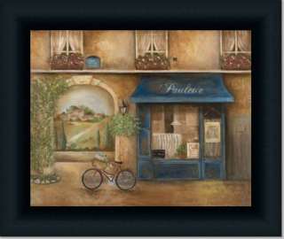 Paulette Cafe French Street Scene Decor Print Framed  