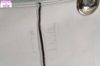 Makowsky Lincoln Large White Leather Satchel Handbag  