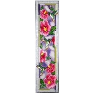   Hibiscus Vertical Art Glass Panel Wall Hanging Suncatcher 42 x 10