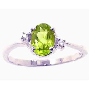   and Slender Oval Gemstone and Diamond Engagement Ring Peridot, size6.5