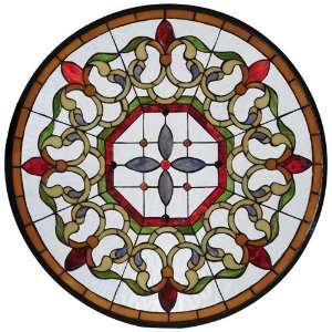  25.75W X 25.75H Fleuring Medallion Stained Glass Window 