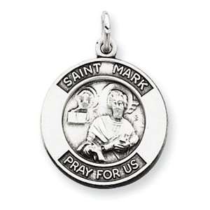  Sterling Silver Oxidized Saint Mark Medal Pendant 