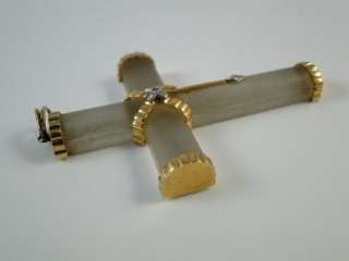   14K Yellow Solid Gold Crucifix Cross Necklace Pendant Lalique  