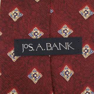 JOS. A. BANK Burgundy Blue Geometric Silk Tie NWT  