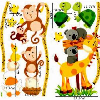 Cute Monkey Tree Home Room Wall kid Height Stature Decor Stickers 