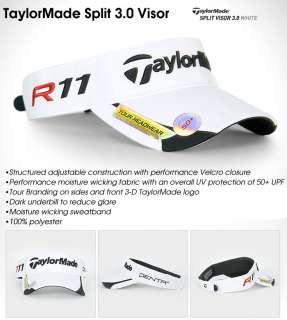 NWT Taylor Made Tour Split 3.0 Adjustable Golf Visor Hat White MSRP $ 