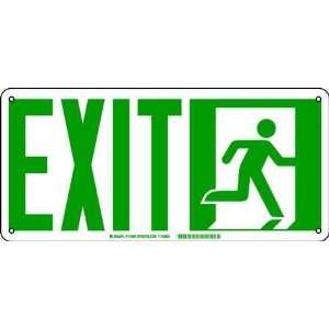 BRADY 114668 Fire Exit Sign,7 x 15In,GRN/WHT,Exit,ENG  