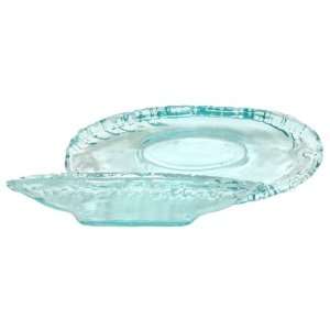  Spanish Recycled Textured Glass Small Oval Bowl 12 1/2x5 